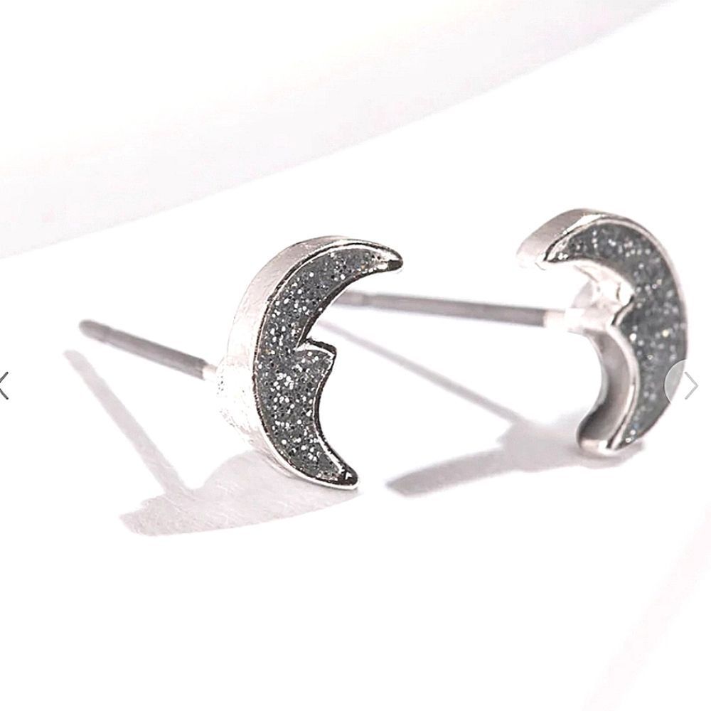 Lovisa Silver‎ Glitter Moon Stud Earrings